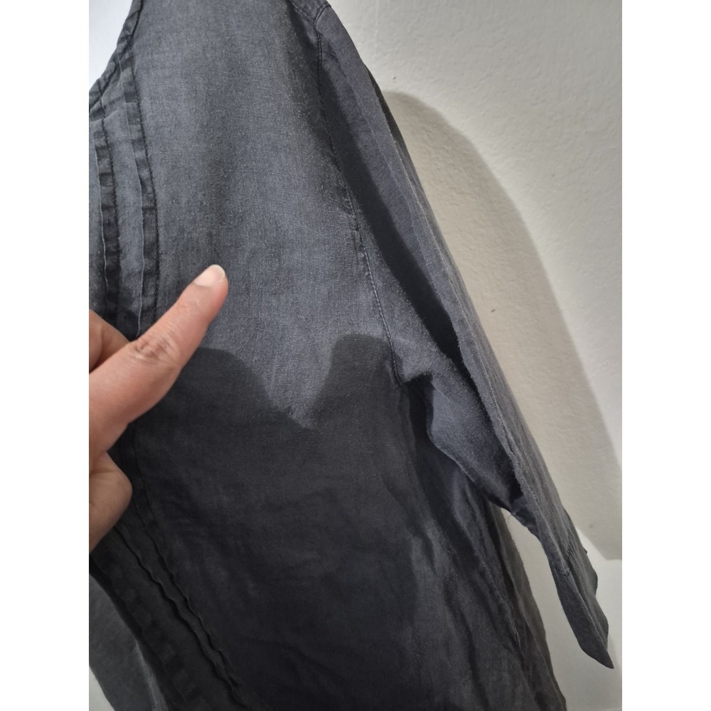 Kleen Tunic Top Womens 1X 100% Ramie Charcoal Gray‎ Minimalist Lagenlook Coastal - Picture 4 of 11